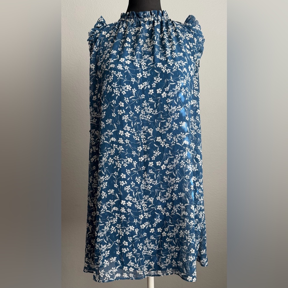 Banana Republic Blue and White Floral Mini Dress Size 6P